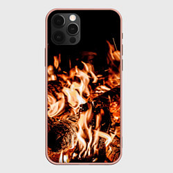 Чехол для iPhone 12 Pro Max Огонь-пламя, цвет: 3D-светло-розовый