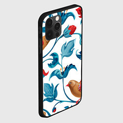 Чехол для iPhone 12 Pro Max Узоры и птицы, цвет: 3D-черный — фото 2