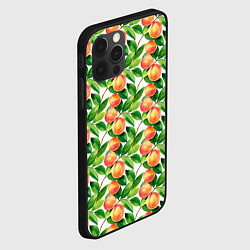 Чехол для iPhone 12 Pro Max Персики акварельный паттерн, цвет: 3D-черный — фото 2