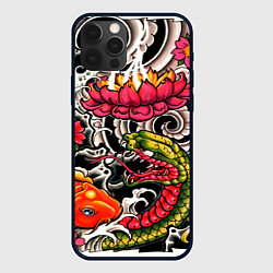 Чехол для iPhone 12 Pro Max Иредзуми: цветущий лотос, цвет: 3D-черный