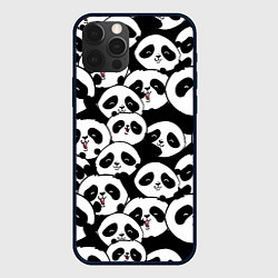 Чехол для iPhone 12 Pro Max Весёлые панды, цвет: 3D-черный