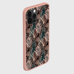 Чехол для iPhone 12 Pro Max Тропический коричнево серый узор, цвет: 3D-светло-розовый — фото 2