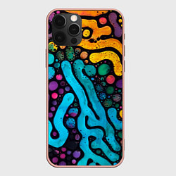 Чехол для iPhone 12 Pro Max Цветные микроорганизмы, цвет: 3D-светло-розовый
