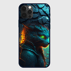 Чехол для iPhone 12 Pro Max Кот из разломленных неоновых плит, цвет: 3D-черный
