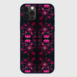 Чехол для iPhone 12 Pro Max Ярко-розовые неоновые лилии, цвет: 3D-черный