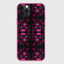 Чехол для iPhone 12 Pro Max Ярко-розовые неоновые лилии, цвет: 3D-малиновый