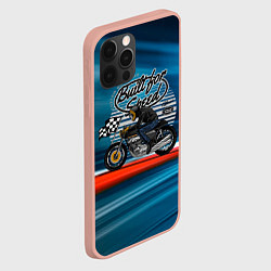 Чехол для iPhone 12 Pro Max Гонщик мотоциклист, цвет: 3D-светло-розовый — фото 2
