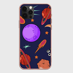 Чехол для iPhone 12 Pro Max Космический арт планеты, цвет: 3D-светло-розовый