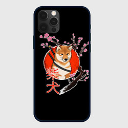 Чехол для iPhone 12 Pro Max Сиба ину самурай, цвет: 3D-черный