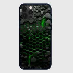 Чехол для iPhone 12 Pro Max Взрыв зеленых плит, цвет: 3D-черный