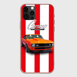 Чехол для iPhone 12 Pro Max Ретро маслкар Chevrolet Camaro SS 1968 года, цвет: 3D-светло-розовый