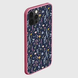 Чехол для iPhone 12 Pro Max Акварельная цветочная полянка, цвет: 3D-малиновый — фото 2