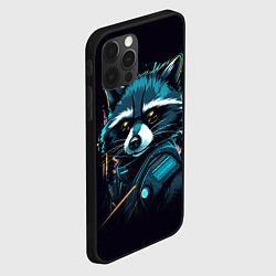 Чехол для iPhone 12 Pro Max Енот - cyberpunk style, цвет: 3D-черный — фото 2