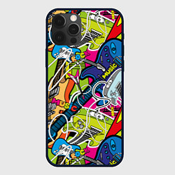 Чехол для iPhone 12 Pro Max Guitars - pop art pattern, цвет: 3D-черный