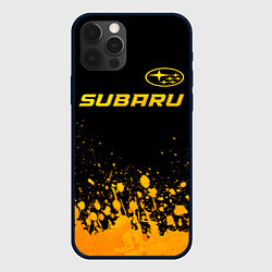 Чехол для iPhone 12 Pro Max Subaru - gold gradient: символ сверху, цвет: 3D-черный