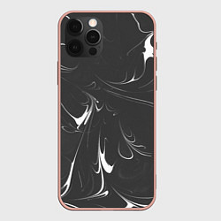 Чехол для iPhone 12 Pro Max Черно-белый узор, цвет: 3D-светло-розовый
