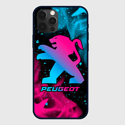 Чехол для iPhone 12 Pro Max Peugeot - neon gradient, цвет: 3D-черный