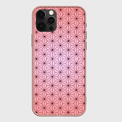 Чехол для iPhone 12 Pro Max Нэдзуко Камадо узор кимоно, цвет: 3D-светло-розовый