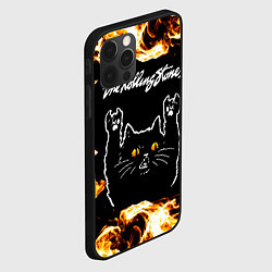 Чехол для iPhone 12 Pro Max Rolling Stones рок кот и огонь, цвет: 3D-черный — фото 2