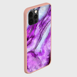 Чехол для iPhone 12 Pro Max Рисунок текстуры белого и фиолетового мрамора, цвет: 3D-светло-розовый — фото 2