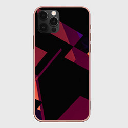 Чехол для iPhone 12 Pro Max Тёмно-розовые фигуры во тьме, цвет: 3D-светло-розовый
