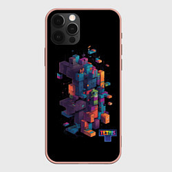 Чехол для iPhone 12 Pro Max Tetris abstract, цвет: 3D-светло-розовый