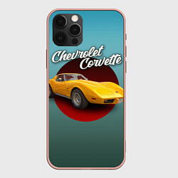 Чехол для iPhone 12 Pro Max Американский спорткар Chevrolet Corvette Stingray, цвет: 3D-светло-розовый