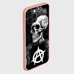 Чехол для iPhone 12 Pro Max Анархия скелет, цвет: 3D-светло-розовый — фото 2