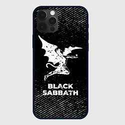 Чехол для iPhone 12 Pro Max Black Sabbath с потертостями на темном фоне, цвет: 3D-черный