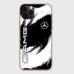 Чехол для iPhone 12 Pro Max Mercedes benz - white color, цвет: 3D-светло-розовый