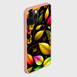 Чехол для iPhone 12 Pro Max Листья и бабочки, цвет: 3D-светло-розовый — фото 2