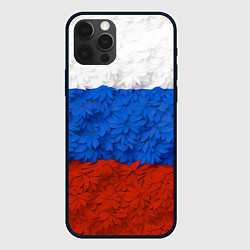 Чехол для iPhone 12 Pro Max Флаг Российской Федерации из цветов, цвет: 3D-черный