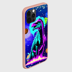 Чехол для iPhone 12 Pro Max Динозавр в космосе - неоновое свечение, цвет: 3D-светло-розовый — фото 2