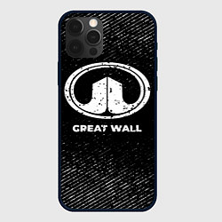 Чехол для iPhone 12 Pro Max Great Wall с потертостями на темном фоне, цвет: 3D-черный