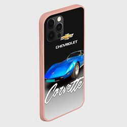 Чехол для iPhone 12 Pro Max Синий Chevrolet Corvette 70-х годов, цвет: 3D-светло-розовый — фото 2