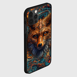 Чехол для iPhone 12 Pro Max Морда лисы на фрактальных узорах, цвет: 3D-черный — фото 2