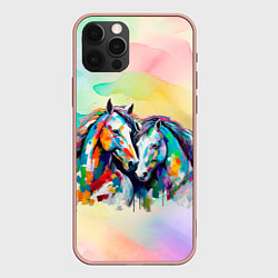 Чехол iPhone 12 Pro Max Две разноцветные лошади
