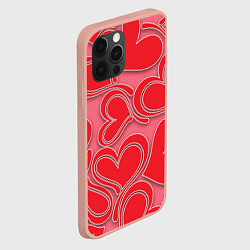 Чехол для iPhone 12 Pro Max Love hearts, цвет: 3D-светло-розовый — фото 2