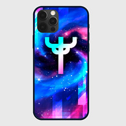 Чехол для iPhone 12 Pro Max Judas Priest неоновый космос, цвет: 3D-черный