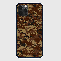 Чехол для iPhone 12 Pro Max Коричнево-черный камуфляж, цвет: 3D-черный