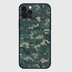 Чехол для iPhone 12 Pro Max Зелено-серый камуфляжный фон, цвет: 3D-черный