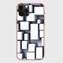 Чехол для iPhone 12 Pro Max Объемные белые плиты, цвет: 3D-светло-розовый
