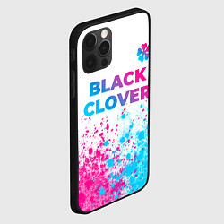 Чехол для iPhone 12 Pro Max Black Clover neon gradient style: символ сверху, цвет: 3D-черный — фото 2