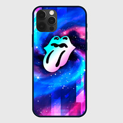 Чехол для iPhone 12 Pro Max Rolling Stones неоновый космос, цвет: 3D-черный