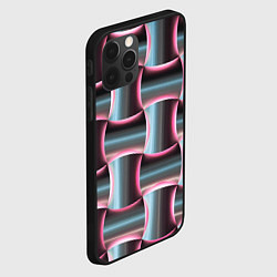 Чехол для iPhone 12 Pro Max Множество полурозовых изогнутых четырёхугольников, цвет: 3D-черный — фото 2