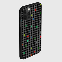 Чехол для iPhone 12 Pro Max Разноцветный геометрический узор в клетку на черно, цвет: 3D-черный — фото 2