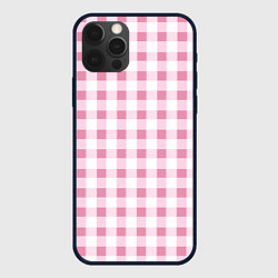 Чехол для iPhone 12 Pro Max Барби-розовый: клетка, цвет: 3D-черный