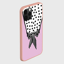 Чехол для iPhone 12 Pro Max Костюм Барби: черный горох с полосатым бантом, цвет: 3D-светло-розовый — фото 2