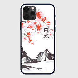Чехол для iPhone 12 Pro Max Цветущая сакура и солнце - Япония, цвет: 3D-черный