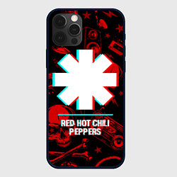 Чехол для iPhone 12 Pro Max Red Hot Chili Peppers rock glitch, цвет: 3D-черный